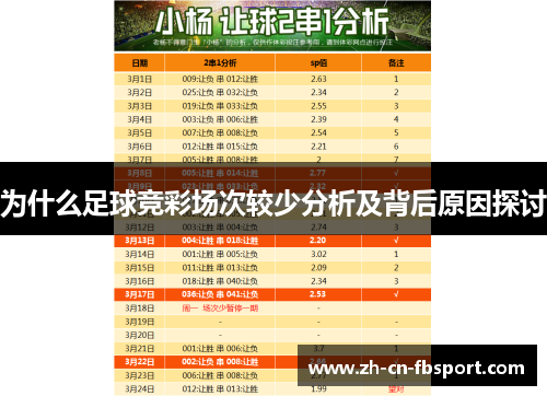 为什么足球竞彩场次较少分析及背后原因探讨