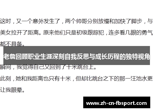 老詹回顾职业生涯深刻自我反思与成长历程的独特视角